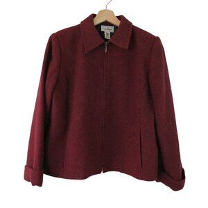 L.L.BEAN Women's Brick Red Wool Zip Front Jacket Size 12P